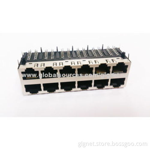 RJ45 2X6 Through Hole ,1000Base-T/Surge Protection, W/O LED, with Transformer